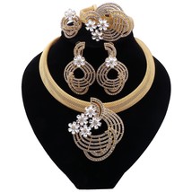 CYNTHIA Dubai Fashion Jewelry Sets Elegant Women Gold Color Crystal Necklace Bra - £45.10 GBP