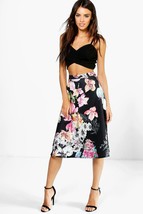 NWT Women&#39;s Bohoo Floral Print Full Circle A-line Skirt Sz 4/6 - $19.00