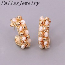 5 Pairs,Fashion Korea Metal Gold Geometric Natural Freshwater Pearl Stud Earring - £59.42 GBP
