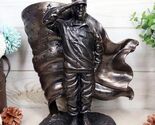 Ebros Solemn Tribute Patriotic American Soldier Saluting Flag Statue USA... - $37.95