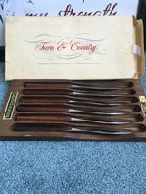 6 Fleetwood Steak Knives Town &amp; Country Cutlery Washington Forge Vtg Set Nib - £19.35 GBP