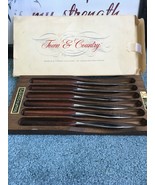 6 Fleetwood Steak Knives TOWN &amp; COUNTRY Cutlery Washington Forge VTG set... - $470.41 MXN