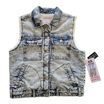 NWT Celebrity Pink Small Women Sherpa Denim Vest Button Up Jean Jacket A... - £10.52 GBP