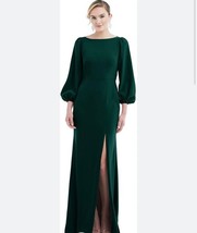 Dessy Collection Womens Sheath Dress Green Tied Open Back Sash Slit Maxi... - $60.41