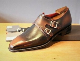 New handmade men&#39;s double monk strap shoes custom made men shoes - £135.24 GBP