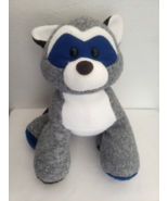 Aurora Raccoon Plush Stuffed Animal Fleece Grey Brown Blue Eyes Feet - £35.02 GBP
