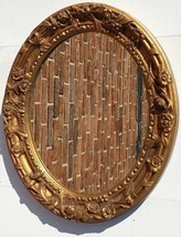70s Heavy Oval Mirror Roses &amp; Leaves 28x24&quot; Gold Finish Hollywood Regency VTG - £118.69 GBP