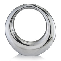 HomeRoots 373775 4 x 19 x 19 in. Silver Aluminum Ring Large Hoop Vase - £125.25 GBP