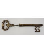 *B8) Vintage Corkscrew Brass Skeleton Key Bottle Opener 7.5&quot; Long - $59.39