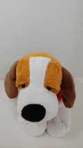 Atico plush puppy dog brown tan white beagle boxer St Bernard red heart bow - $12.86