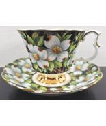 Royal Albert Flora Series Dogwood Footed Cup Saucer Set Vintage Floral E... - £39.32 GBP