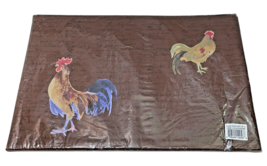 Rooster Script Placemat Set (4) 14" x 20" French Country Brown 100% Cotton - $22.71