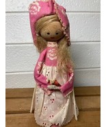 Vintage Swedish Folk Art Hand Painted Wooden Peg Doll Beautiful Dress 7 ... - £17.95 GBP