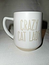 Crazy Cat Lady Oversized Glazed Cream &amp; Tan Spectrum 2017 Coffee Mug Cup... - $19.99