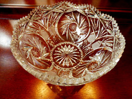 VTG Gorgeous American Brilliant Clear crystal bowl Pinwheel pattern 8.5 x 5 - £110.79 GBP