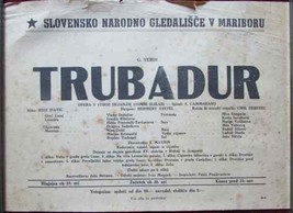 Trovatore Verdi Poster Theater Slovenia 1951 Vintage Original - $46.27