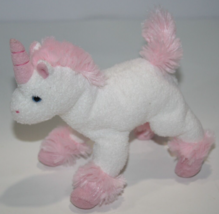 White Pink Horn Unicorn 5&quot; Mini Plush Stands Stuffed Chenille Soft Small Toy - £23.17 GBP