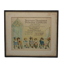 Antique Primary School Promotion Certificate Pittsburgh 1928 Framed - $227.79