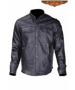 Men&#39;s Motorcycle Biker Leather Shirt With Snap On Cuffs Nylon Lining Siz... - $133.98 CAD+