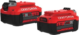 CRAFTSMAN V20 Lithium Ion Battery, 4.0-Amp Hour, 2 Pack (CMCB204-2) - £80.90 GBP