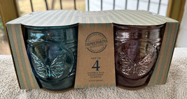 New Impressions DOUBLE OLD FASHIONED Rocks Butterfly Whiskey Glasses 13o... - $29.99