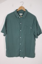 Standard Cloth M Green Cotton Crepe Liam Crinkle Short Sleeve Button-Fro... - $25.64