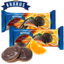 3 PACK Biscuits with Chocolate ORANGE 135gr Cookies KRAKUS Made in Poland - £9.31 GBP