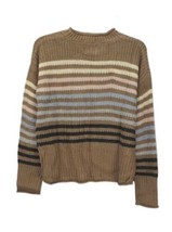 Hippie Rose Juniors Striped Crewneck Sweater, Medium, Portobella Combo - £27.52 GBP