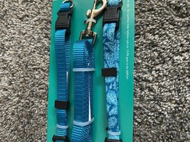 ASPCA Collection Dog Small 3/8” 2 Collars 8-14” &amp; 5 Foot Leash Blue Set ... - £10.90 GBP
