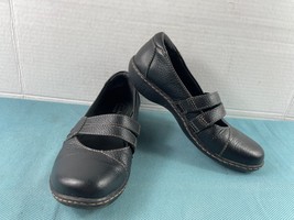 Clarks Mary Jane Flats Women 6M Ashland Twist Shoes Black Leather Slip O... - $19.62