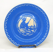 Vintage VILLEROY &amp; BOCH Dresden Saxony Childs Plate BOY FISHING Blue &amp; I... - £13.36 GBP