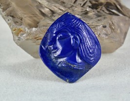 Natural L API S Lazuli Carved Queen 32 Mm 45.28 Cts Gemstone For Designing Pendant - £157.92 GBP