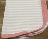 Cat &amp; Jack Organic Cotton Pink Striped Baby Blanket Sweater Knit 28.5X30 - £14.42 GBP