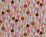 Cotton Ice Cream Cones Desserts Summer Sweet Tooth Fabric Print by Yard ... - $13.95