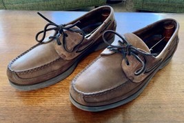 Sperry Top Sider Men 12 Brown Leather Moc Toe 2 Eye Lace Up Boat Shoe Clean Nice - £31.20 GBP