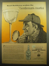 1959 Booth&#39;s House of Lords Gin Ad - Basil Rathbone probes - £11.98 GBP