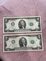 2017A $2 TWO DOLLAR BILL Nice Low Fancy Serial Number, 2 Consecutive US ... - $55.17