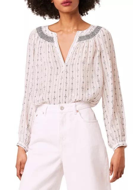 Primary image for French Connection Almedi Printed Top XS White