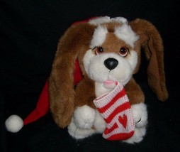 9&quot; Vintage 1988 Applause Kris Brown Christmas Puppy Dog Stuffed Animal Plush Toy - £22.58 GBP