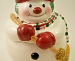 Fitz and Floyd Plaid Christmas Snowman Covered Candy Jar With Box - $19.00