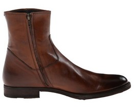 MEN SIDE ZIPPER LEATHER BOOT,MEN ANKLE-HIGH LEATHER BOOT, BROWN LEATHER ... - $179.99