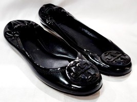 Tory Burch REVA Black Patent Leather Flat Ballet Black Logo Classic 6.5 ... - $110.00
