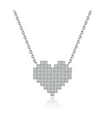 925 Sterling Silver Heart Cubic Zirconia Pendant Necklace Jewelry for Wo... - £37.37 GBP