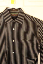 JOSEPH ABBOUD Boys 18 Striped Spread Collar Button Up Dress LS Shirt Bla... - £11.00 GBP