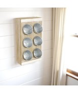 Set of Six Gray And Natural Galvanized Metal And Distressed Wood Wall Pl... - $4,149.69 MXN