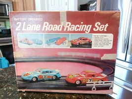 Vintage Battery Operated 2 Lane Road Racing Set Porsche 911 Box Doesnt Work - £144.57 GBP