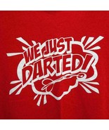 We Just Darted Darts T Shirt Mens Size XL Red 100% Cotton Paper Tag Vint... - $10.95