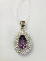 Natural amethyst cluster pendant in 925 sterling silver - £62.86 GBP