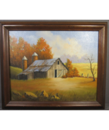 Original Oil Painting 8 x 10 &quot;AUTUMN BARN&quot; Framed Artist Signed RP Keely... - £56.01 GBP