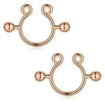 2pcs Gold Sexy non Piercing Clip on nipple rings Jewelry for Women - £14.63 GBP